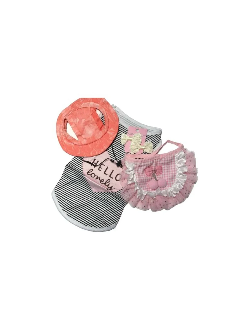 Hello Lovely Dog Outfit Set | Sun Hat, Shirt & Skirt